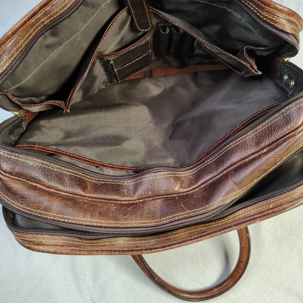 Vintage ORVIS Bullhide Leather Briefcase Brown Patina Gokey Heritage Bag USA